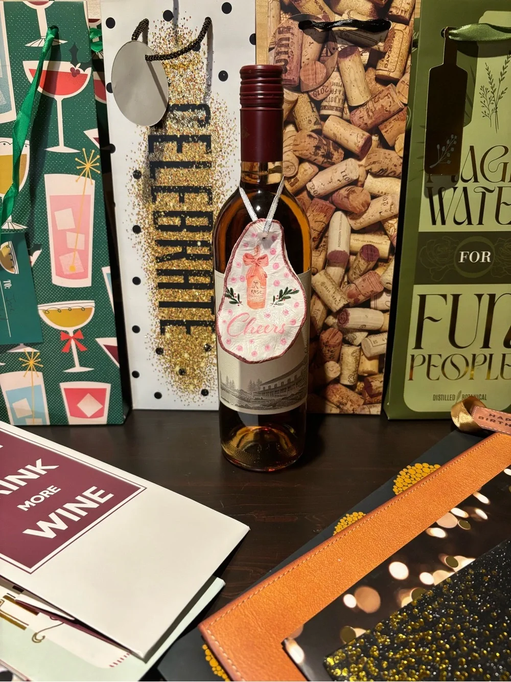 Handmade rosé decoupage shell ornament. Rosé all day.!